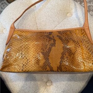 Maxx New York Tan Snakeskin Shoulder Bag